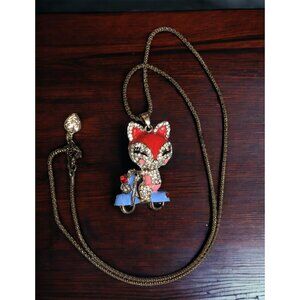 Betsey Johnson Fox Scooter Pendant Necklace